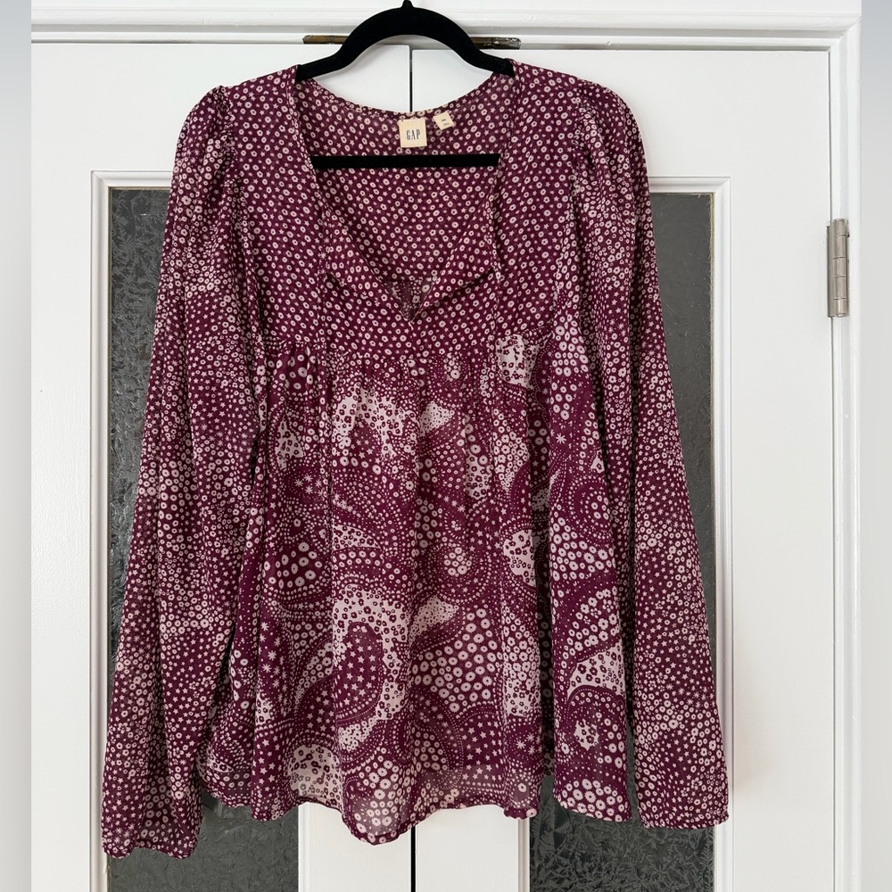 Flowy Printed Blouse with Ties
